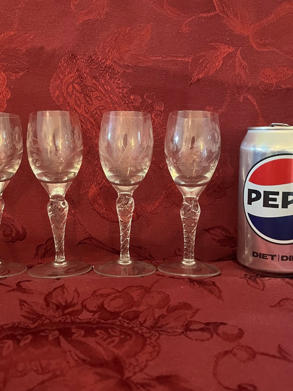 Crystal Etched Cordial Glasses - Clear - Unbranded